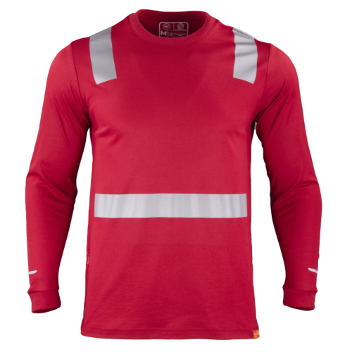 Polera Cuello Redondo Hibrida Manga Larga Con Cinta Reflectante